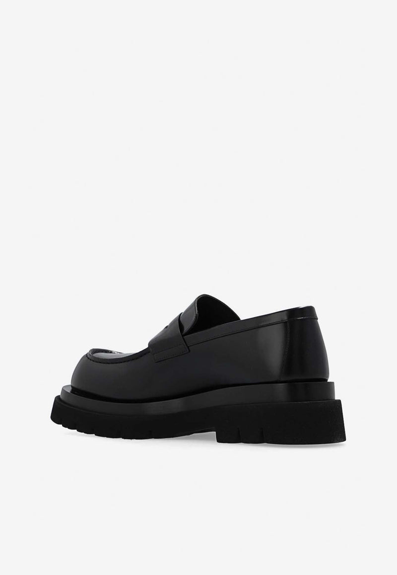 Leather Flatform Penny Loafers