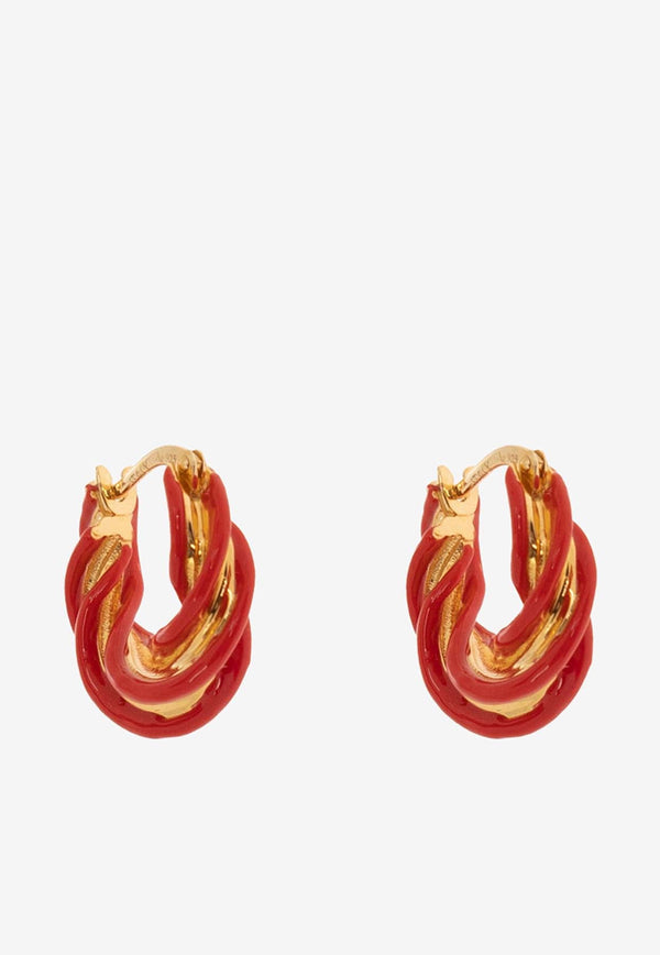 Pillar Twisted Enameled Hoop Earrings