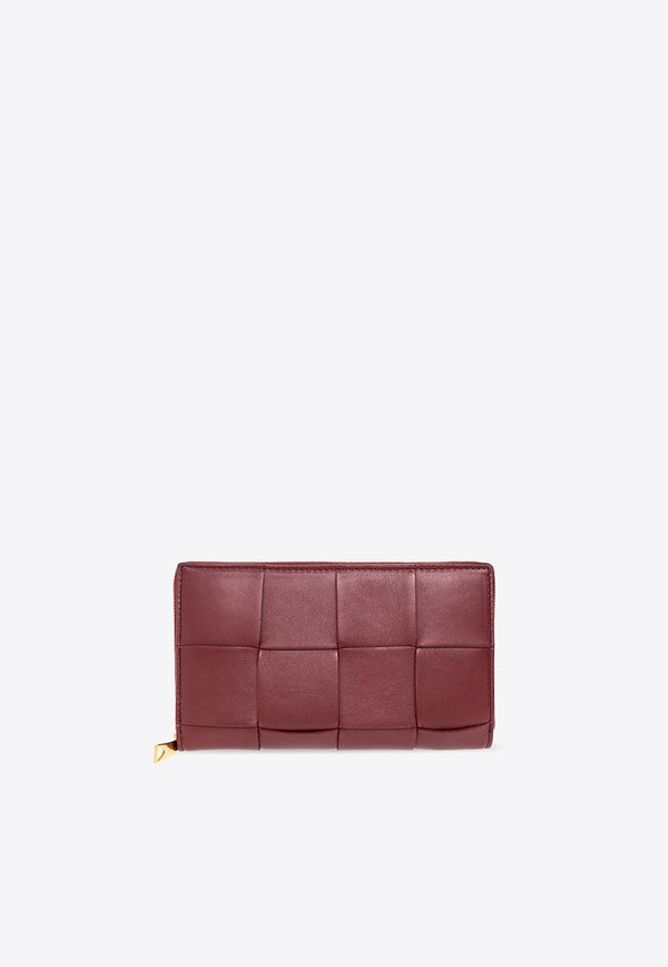 Cassette Zip-Around Wallet in Intrecciato Leather