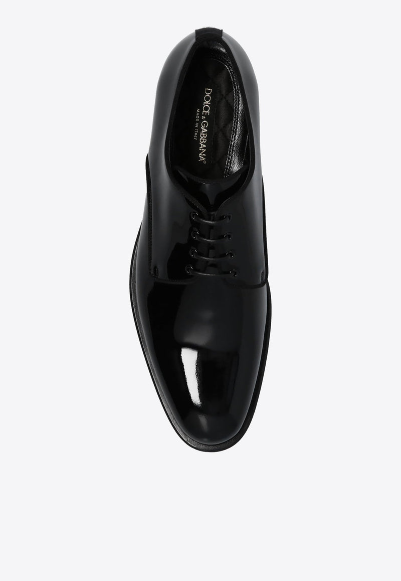 Derby Lace-Up Shoes in Patent Leather