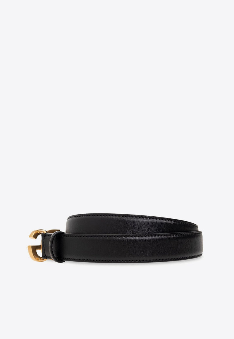 Embellished DG Logo Leather Belt