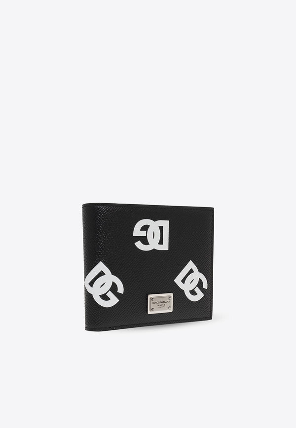 Logo Print Bi-Fold Leather Wallet