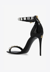 Keira 105 Crystal Embellished Sandals in Polished Leather