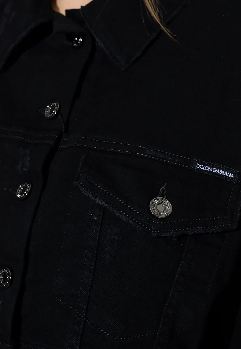 Logo Patch Button-Up Denim Jacket