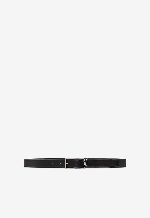 Logo Plaque Buckle Leather Belt