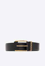 Greca Accent Leather Belt