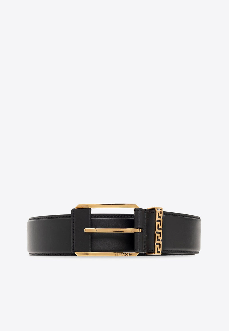 Greca Accent Leather Belt