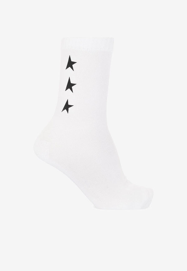 Rib Knit Socks with Star Detail