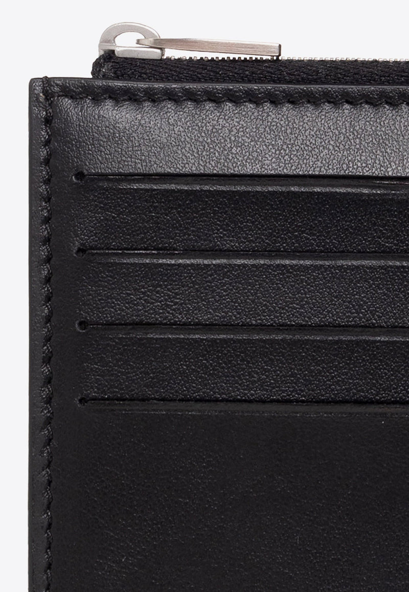 Logo Embossed Leather Zip Wallet