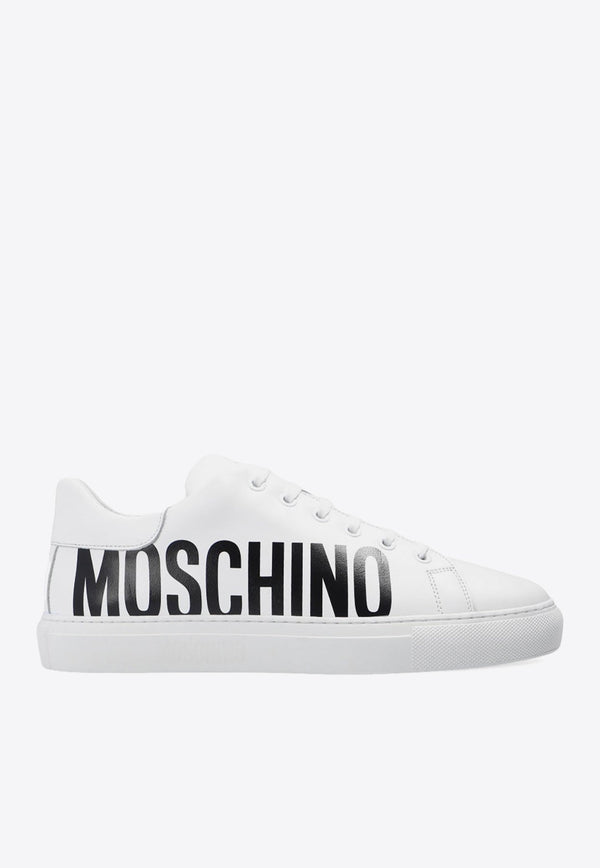 Logo Print Leather Low-Top Sneakers
