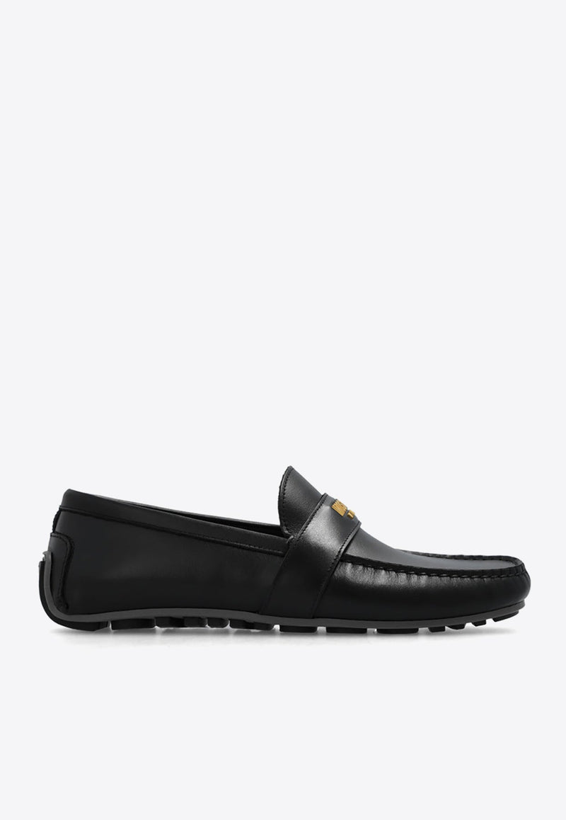 Logo Plaque Leather Loafers