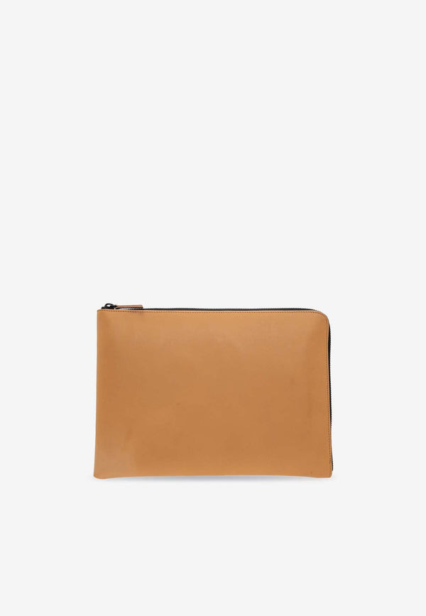Leather Zip-Around Pouch Bag