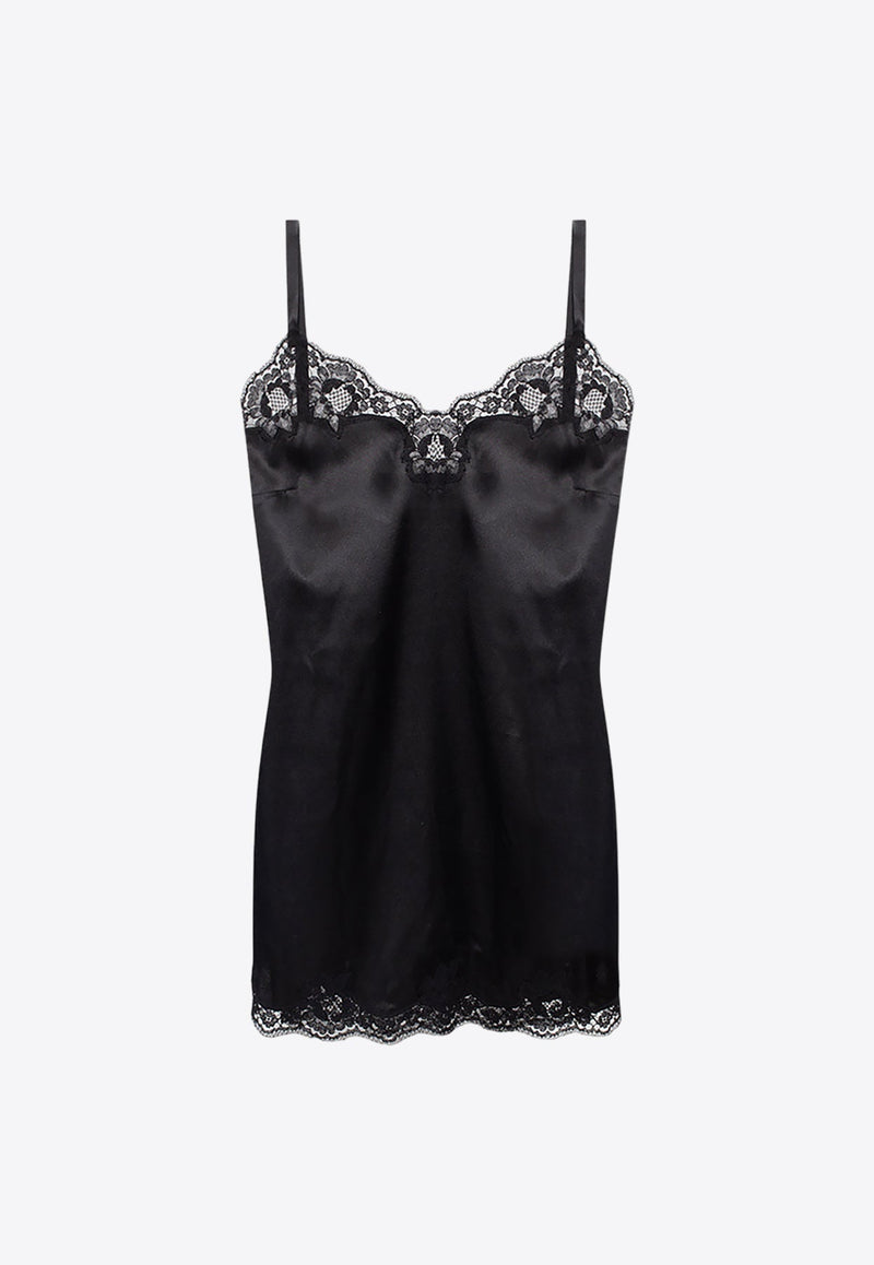 Lace-Trimmed Satin Camisole Dress