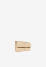 Intrecciato Grained Leather Flap Wallet