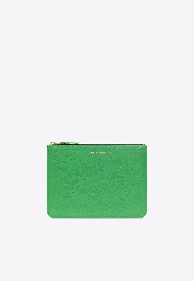 Forest-Embossed Pouch in Leather