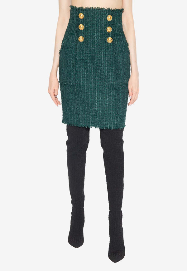 High-Waist Tweed Skirt
