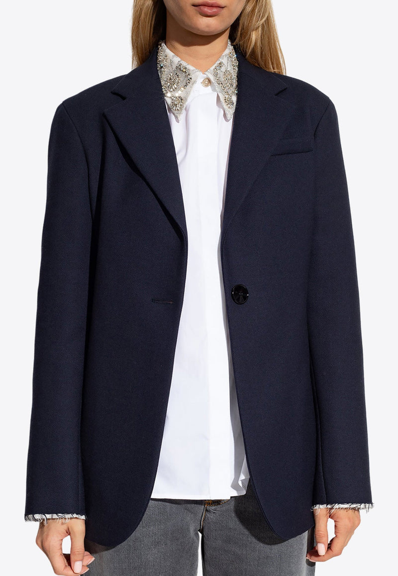 Single-Breasted Cinched Wool Blazer