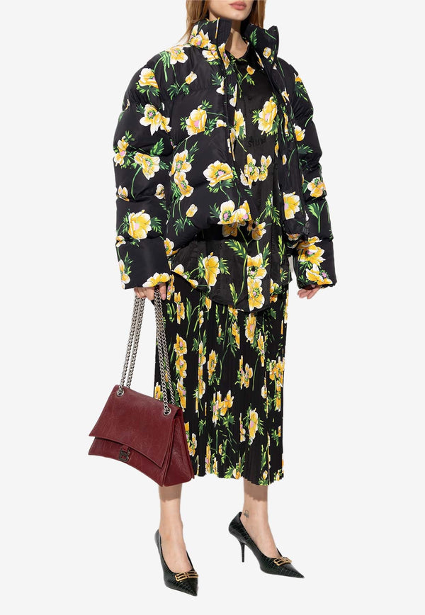 Floral-Printed Pleated Midi Skirt