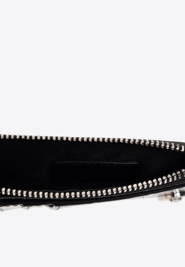 Medusa Biggie Croc-Embossed Leather Cardholder