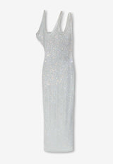 Crystal Embellished Sleeveless Maxi Dress