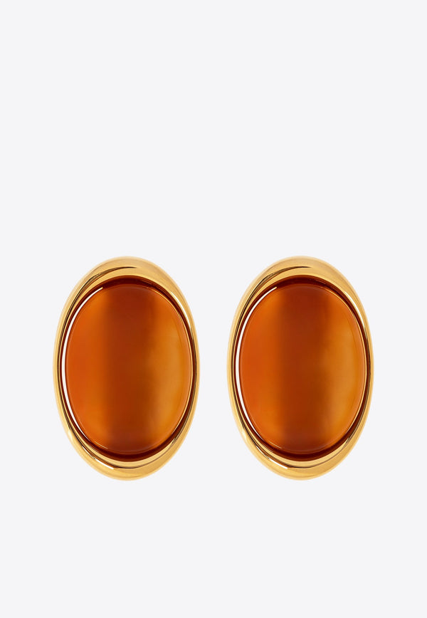 Carnelian-Embellished Clip-On Earrings