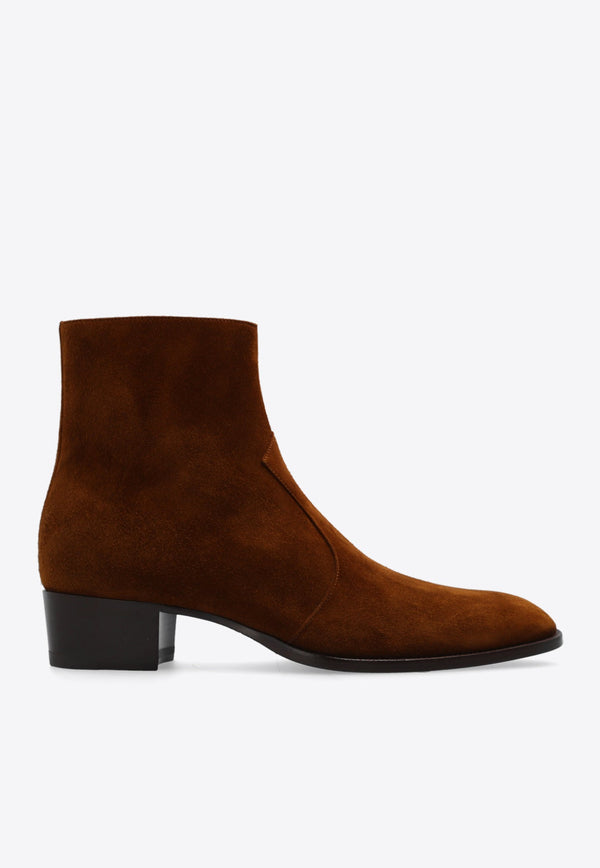 Wyatt Zipped Ankle Boots in Suede