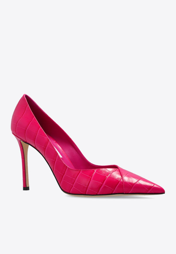 Cass 95 Croc-Embossed Leather Pumps