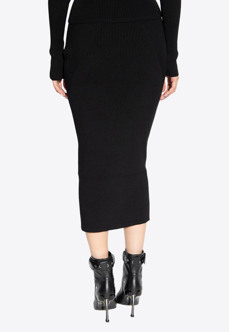 Ribbed Midi Pencil Skirt