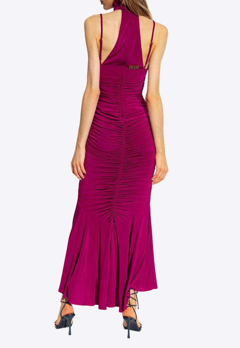 Ruched High-Neck Maxi Dress