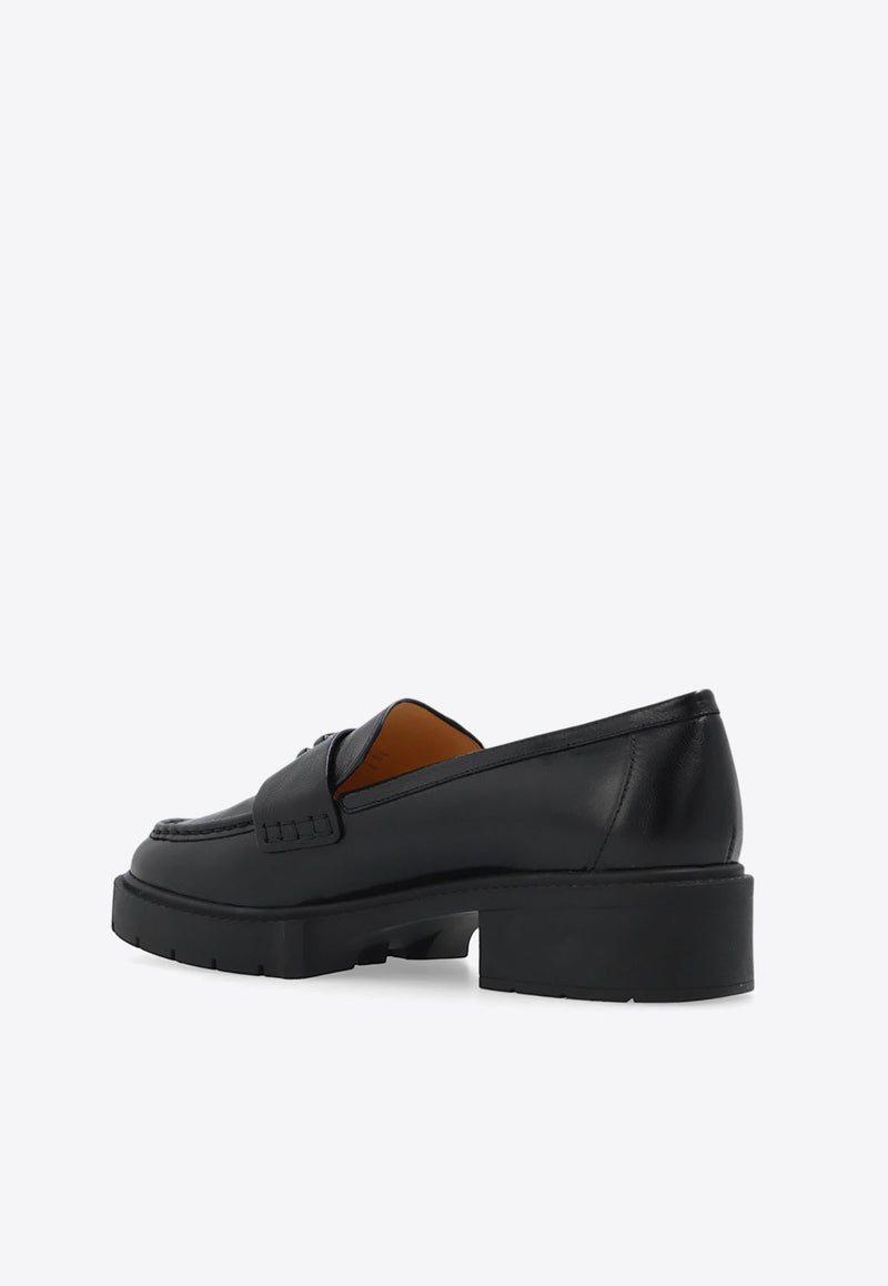 Leah Logo Plaque Leather Loafers