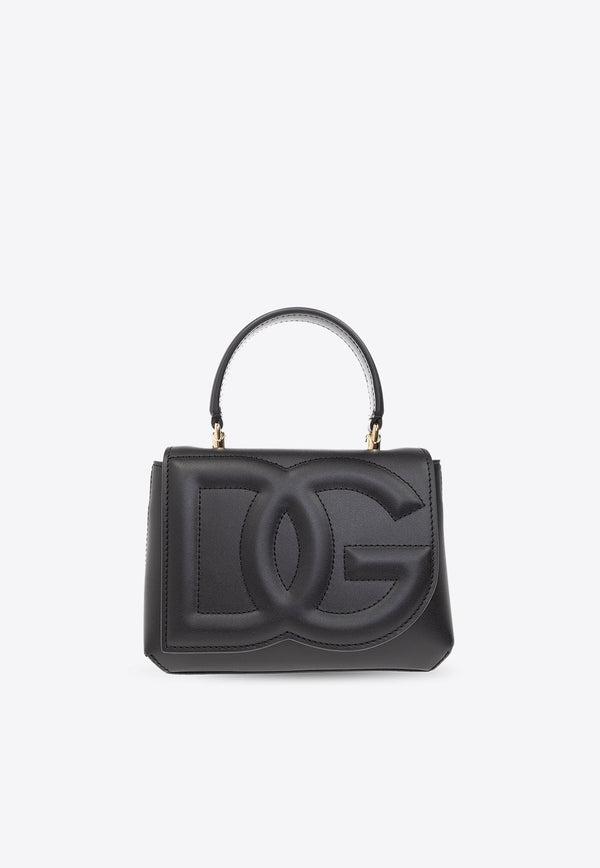 Mini Logo Detail Top Handle Bag in Matte Leather