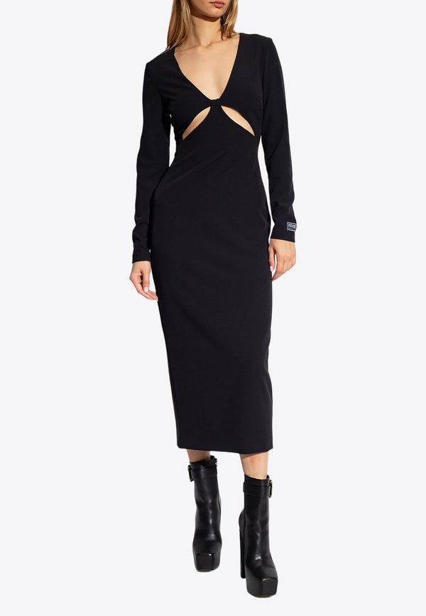 V-neck Midi Dress with Cut-Out