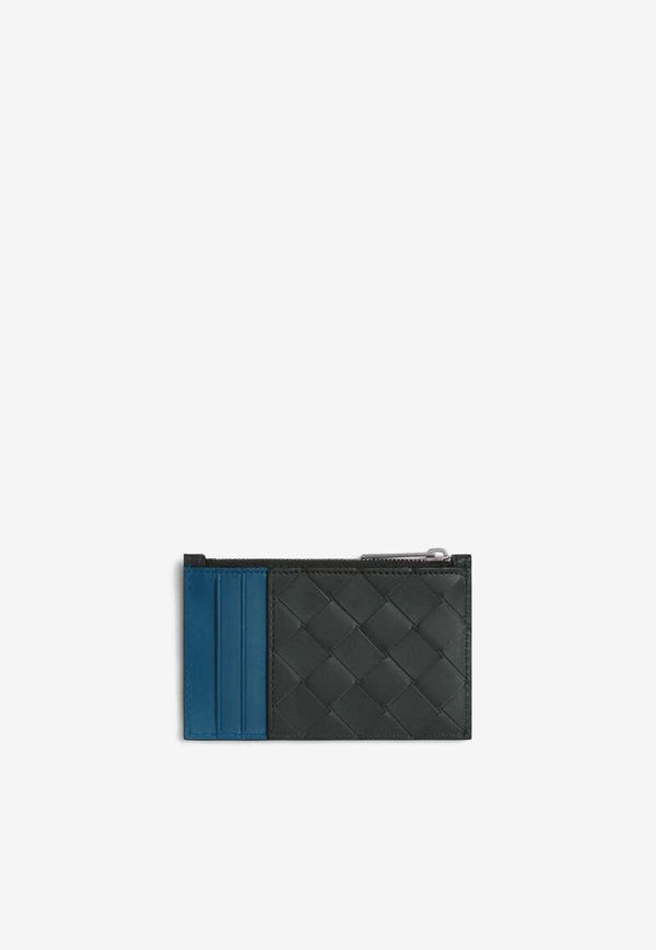 Two-Tone Intrecciato Zipped Cardholder