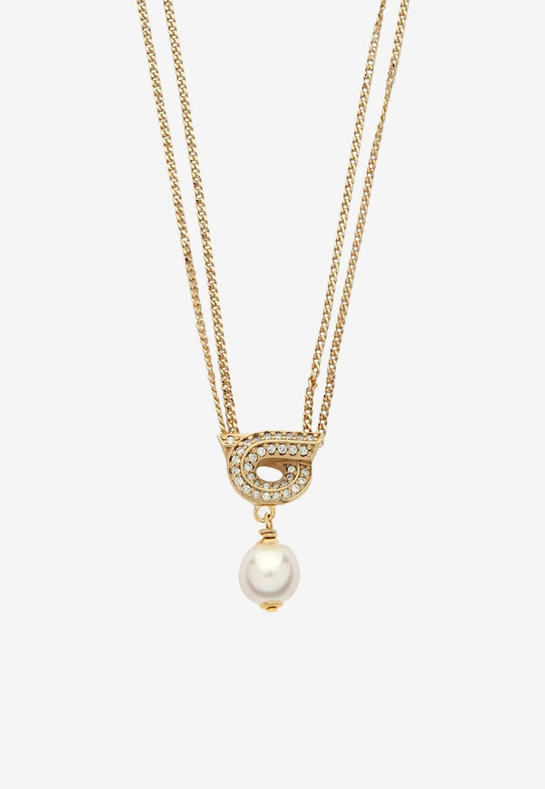 Crystal Embellished Gancini Chain Necklace