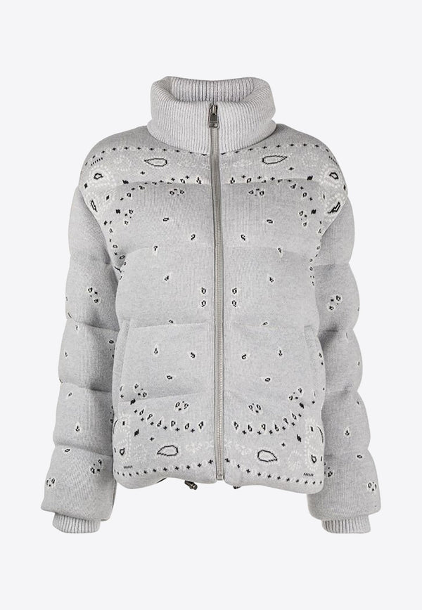 Bandana Print Zip-Up Down Jacket