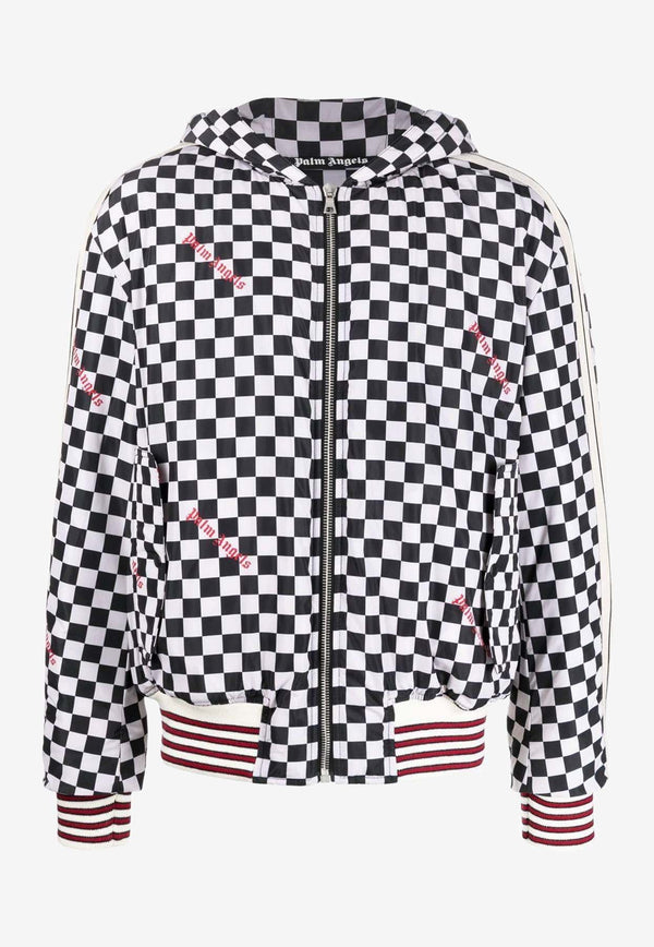 Checked Zip-Up Hoodie