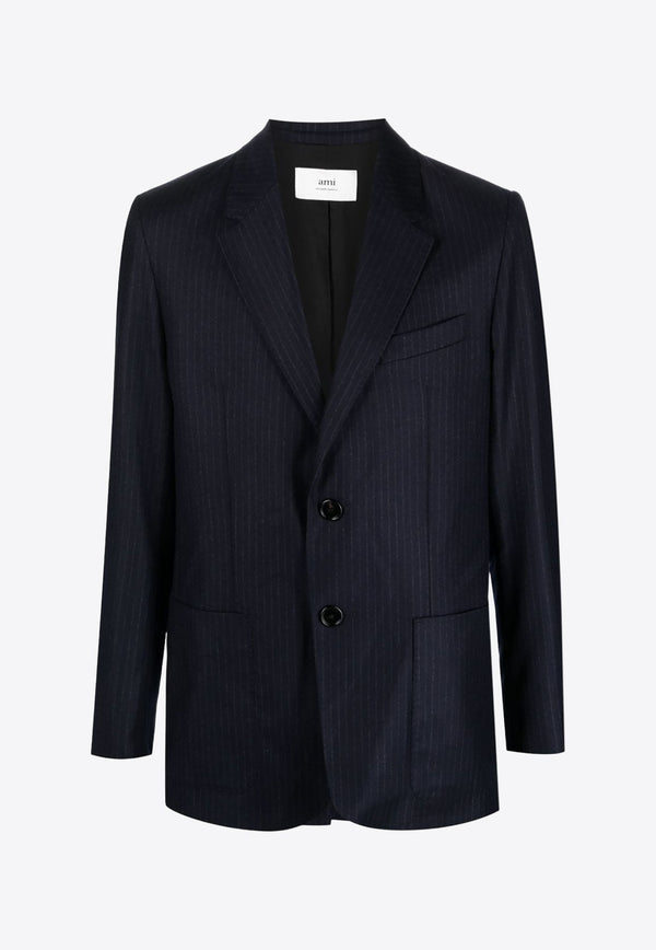 Pinstriped Single-Breasted Blazer