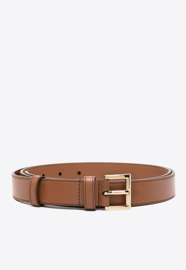 Logo Plaque Leather Belt