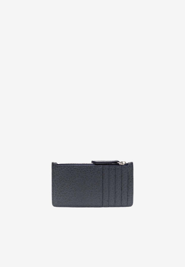 Four Stitches Zip Cardholder in Grained Leather