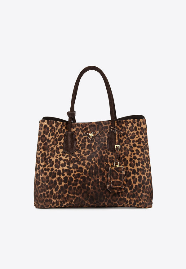 Leopard-Pattern Suede Tote Bag
