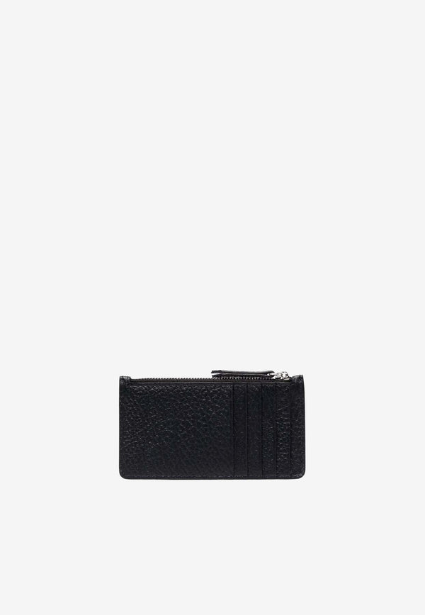 Four Stitches Zip Cardholder in Grained Leather