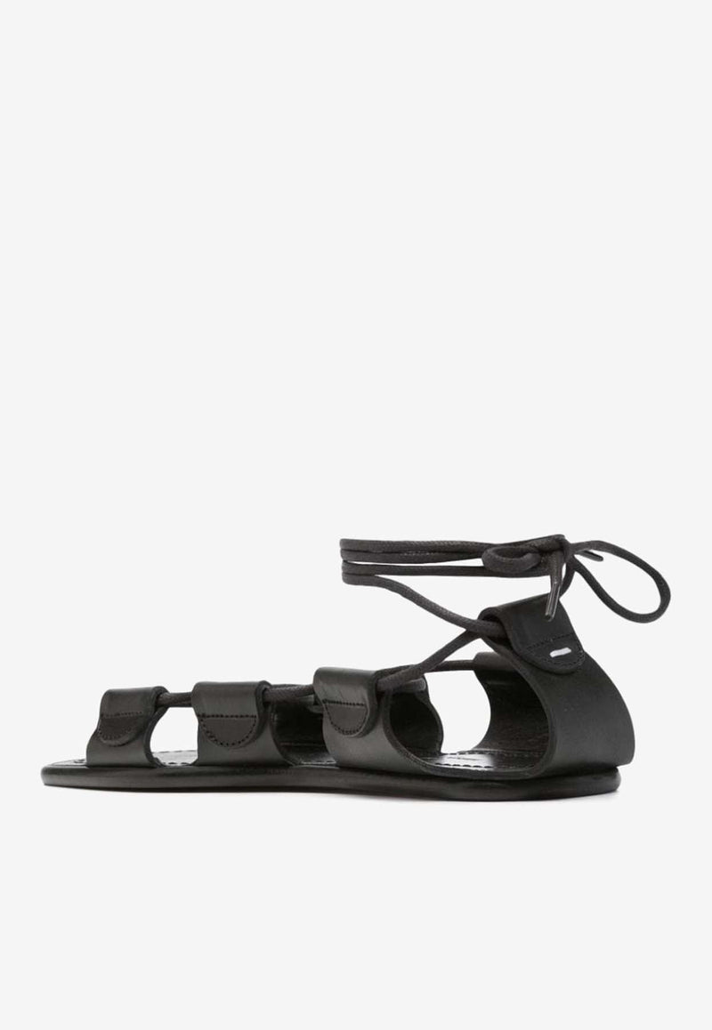 Laced Leather Flat Sandals