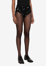 Sequin-Embellished Silk Micro Shorts