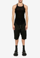 Raw-Cut Ribbed Sleeveless T-shirt