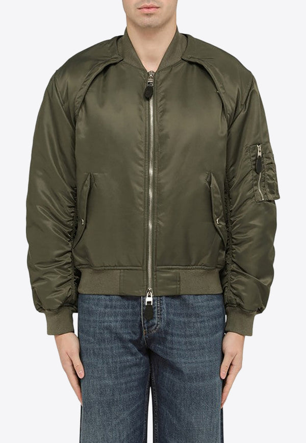 Convertible Ruched Bomber Jacket