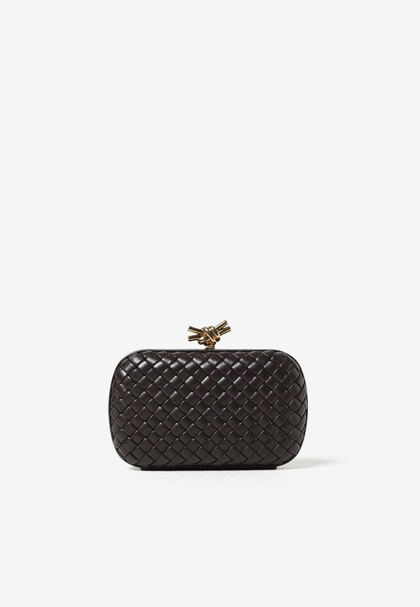 Knot Padded Intreccio Leather Clutch Bag