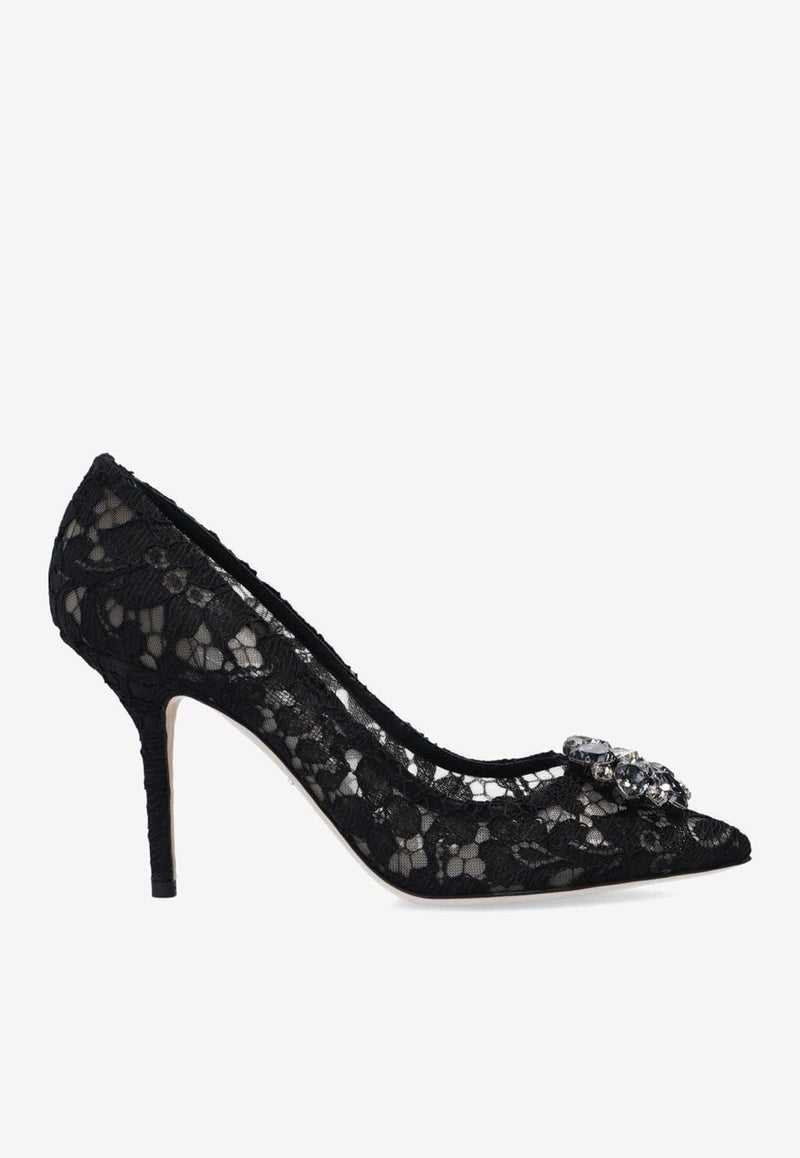 Bellucci 90 Embellished Lace Pumps