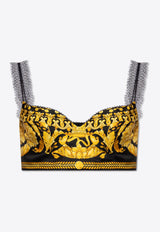 Barocco Print Silk Bralette