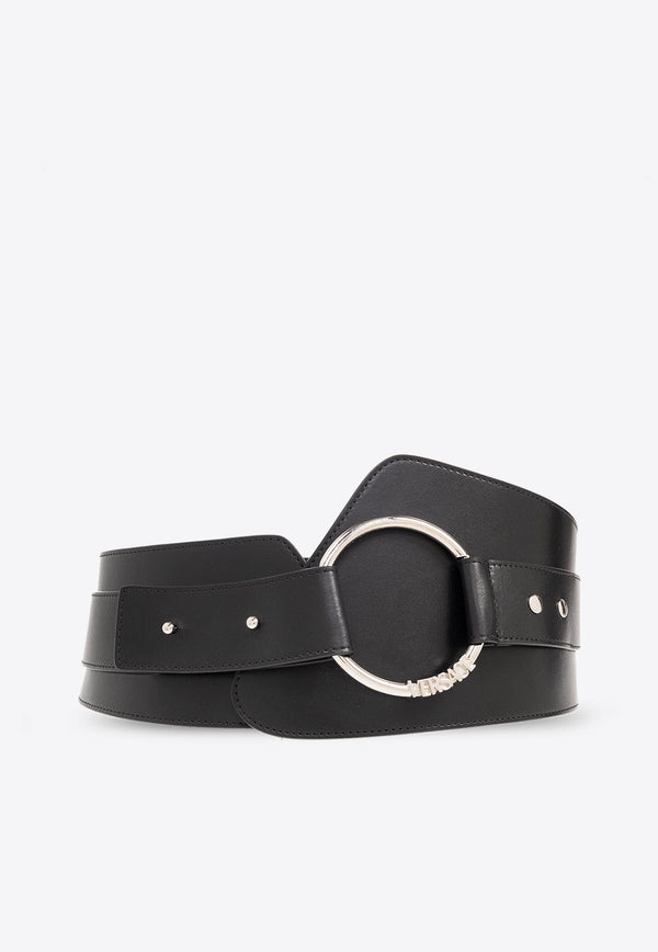 Logo Lettering Ring Buckle Leather Belt