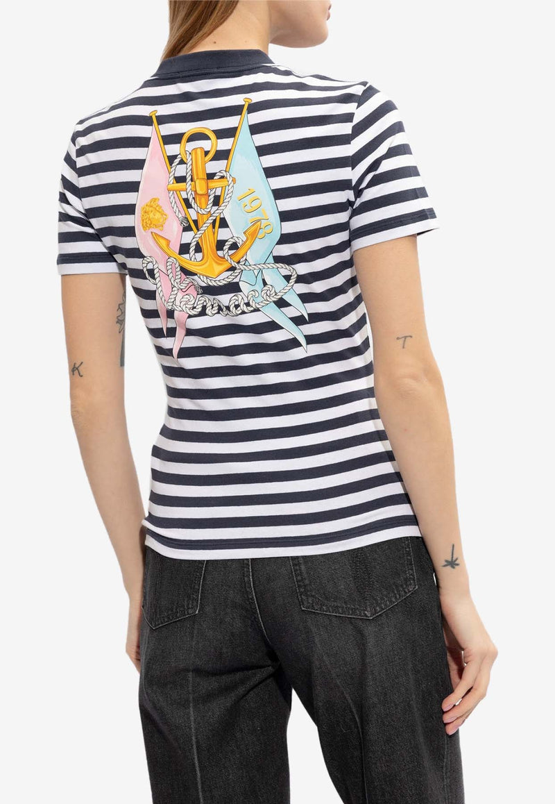 Logo Embroidered Striped T-shirt